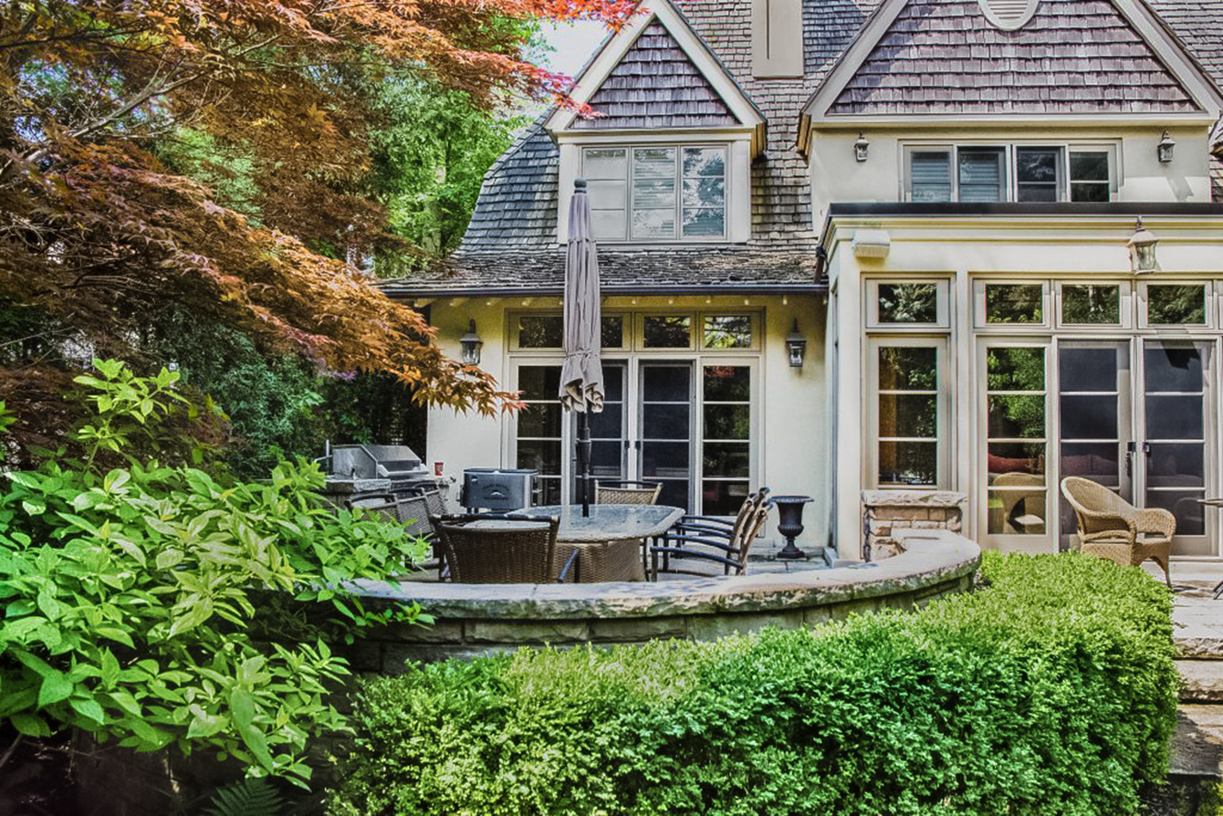 Exquisite Design and Details For Your Outdoor Home Enjoyment garden - barbecue - sundeck - stone - patio - patio furniture - exterior picture - trees - relaxing - professional design